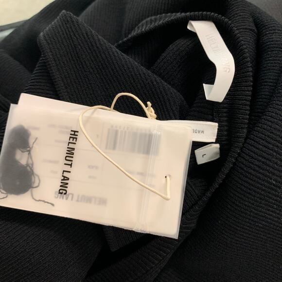 HELMUT LANG Size L Black Ribbed Twisted Back Tank Dress - Picture 4 of 7